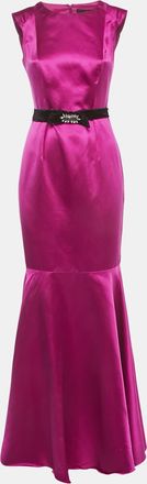 Carolina Herrera Pink Silk Belted Sleeveless High-Low Gown
