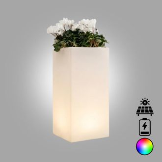Monacis Jarr&oacute;n Alto, Y De Dise&ntilde;o, De 40x40 Cm H80 Cm, En Pol&iacute;mero Con Led Multicolores, Alimentado Por Pilas Y Energ&iacute;a Solar, Para Interiores Y Exteriores