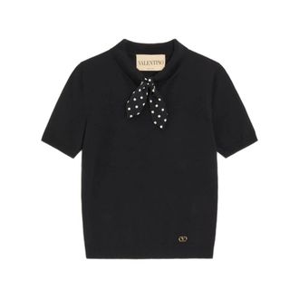 Valentino Polo Shirts, female, Black, Size: XS Fine-knit Sweater