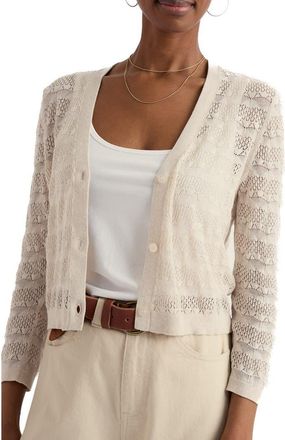 Seasalt Cornwall Sweet Day Pointelle Organic Cotton Cardigan in Knit Melange Chalk at Nordstrom, Size 16 Us
