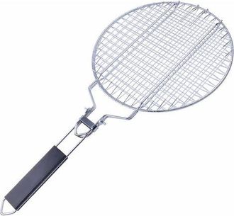 OEM Cesta Para Asar, Parrilla Port&aacute;til Con Mango De Madera Extra&iacute;ble, Cesta Redonda De 28 Cm De Di&aacute;metro, Para Asar Pescado, Gambas Y Verduras