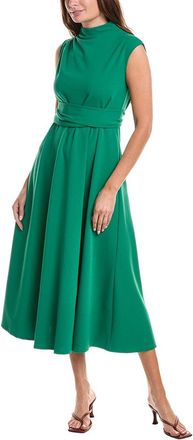Gracia Front Tie Belt Mock Neck Midi Dress