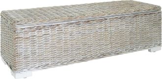 vidaXL Vidaxl - Portaoggetti Bianco 110cm Rattan Kubu Naturale E Massello Mogano