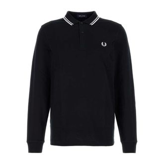 Fred Perry Polo Shirts, male, Blue, Size: XL Navy Blue Piquet Polo Shirt
