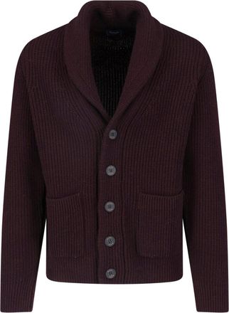 Drumohr Ribbed Knit Cardigan with Shawl Collar