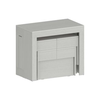 Dmora Conjunto De Mesa Y Sillas Eric, Composici&oacute;n Multiusos, Conjunto Con Consola Y 2 Bancos Extensibles, 100% Made In Italy, 66x25h45 Cm, Blanco, Con Embal