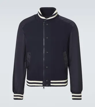 Moncler Ribbed-knit technical varsity jacket