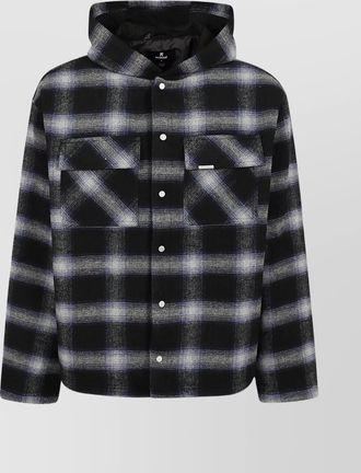 Represent checked hooded overshirt front pockets