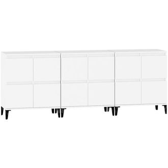 vidaXL Vidaxl - Aparadores 3 Uds Madera Contrachapada Blanco 60x35x70 Cm