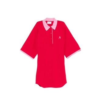 The Attico Contrast-collar Logo-embroidered Mini Dress