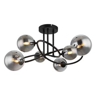 Globo Lighting Plaf&oacute;n - Riha - Negro - Vidrio Metal Vidrio Ahumado