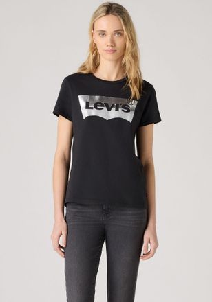 Levi's Rundhalsshirt LEVIS THE PERFECT TEE, Damen, Gr. M (36/38), schwarz (schwarz, silber), Jersey, Obermaterial: 100% Baumwolle, bedruckt, figurbetont h&uuml;ft