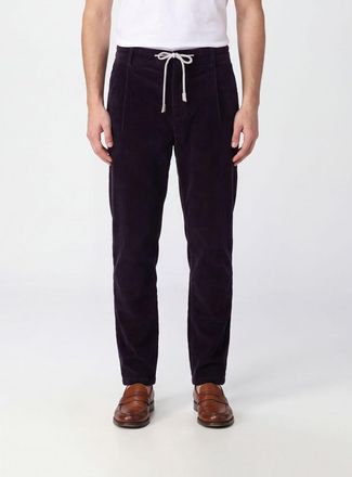 Eleventy Pantaloni slim fit in velluto a coste con coulisse in vita e pinces