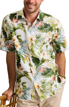Tommy Bahama Flora Festival Short Sleeve Linen Button-Up Shirt in Continental at Nordstrom, Size Xxx-Large