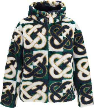 Casablanca Mens Hooded Fleece Jacket Monogram Multicolour