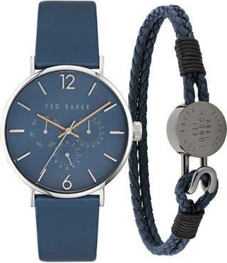 Ted Baker Phylipa Leather Strap Multifunction Watch & Bracelet Set in Stainless Steel at Nordstrom Rack