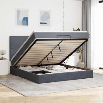 vidaXL Estructura Cama Otomana Colchones Terciopelo Gris Oscuro
