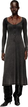 Diesel Midi dress in faded ribbed jersey - Dresses - Woman - Grey