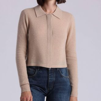 Minnie Rose Cashmere Collared Cardigan In Brown Sugar