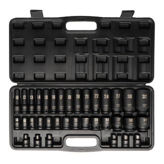 OEM Juego De Vasos De Impacto De 1/2 Pulgada, Largo Y Corto, 35 Piezas, 8-32 Mm