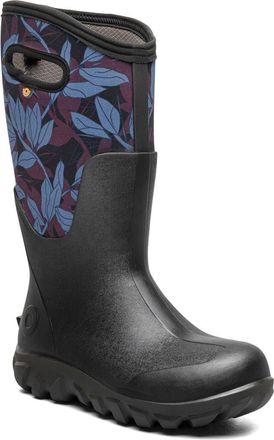 Bogs Classic Seamless Tall Rain Boot in Black/Blue Leaves Multi at Nordstrom, Size 10