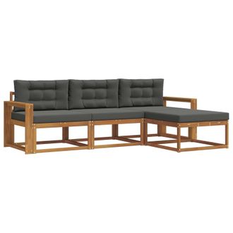 vidaXL Conjunto De Sof&aacute;s De Exterior 4 Pcs Natural Y Antracita Vidaxl