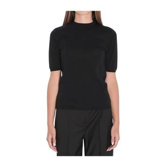 Max Mara Round-neck Knitwear, female, Black, Size: L Gerico Sweater