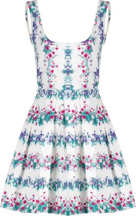 Luisa Beccaria Abito corto a fiori plissettato - Bianco