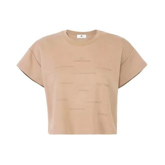 Elisabetta Franchi T-Shirts, female, Beige, Size: M Maglia Argilla 229