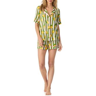 Room Service PJs Print Short Pajamas in Green Stripe at Nordstrom, Size X-Small