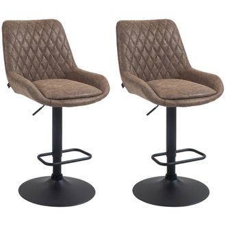HOMCOM Bar Stools Set Of 2 - Adjustable Bar Chairs 360&deg; Swivel For Kitchen Coffee | TJ Hughes