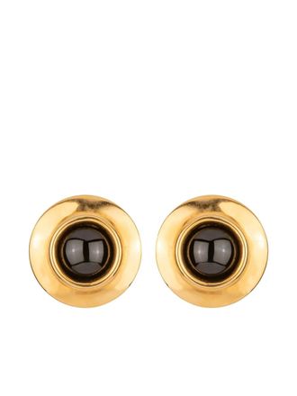 Jennifer Behr Alva earrings - women - Crystal/18kt Gold Plated Brass/Onyx - One Size