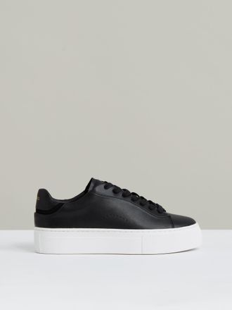 Reiss Black Leather Low-top Trainers, 437