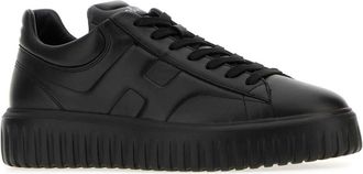 Hogan Mens Black Leather H-Stripes Sneakers 9999