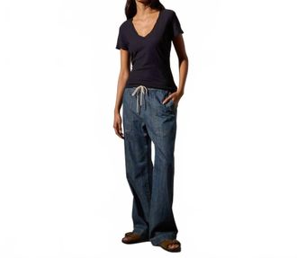 James Perse Casual Tee With Reverse Binding In Deep