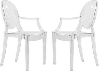 Leisure Mod Carroll Modern Acrylic Dining Side Chair, Set of 2