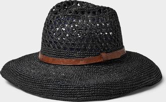 Ibeliv Womens Soa belted crocheted raffia hat