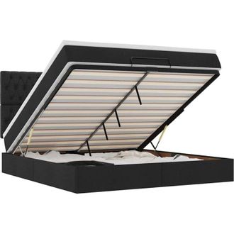 vidaXL Vidaxl - Estructura De Cama Otomana Con Colch&oacute;n Tela Negra 180x200cm