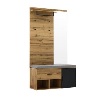 Urban Meuble Mueble de entrada con espejo, asiento y espacio de almacenamiento