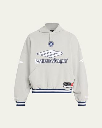 Balenciaga Mens 3B Football Fleece Polo Hoodie