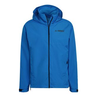 adidas Solid Color Logo Alphabet Printing Hooded Jacket Blue HA2305