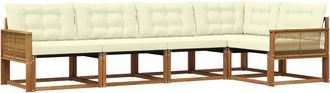 vidaXL Conjunto De Sof&aacute;s De Exterior 5 Uds. Natural Y Crema Vidaxl