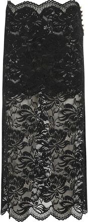 Paco Rabanne Scalloped Edge Kant Midi Rok - Dames - Midirokken - Zwart - XS - Rokken