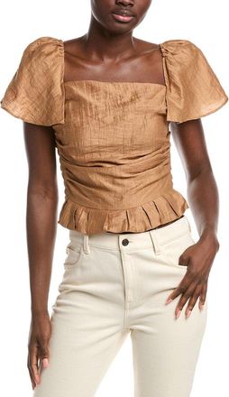 Maje Flutter Sleeve Linen-Blend Top