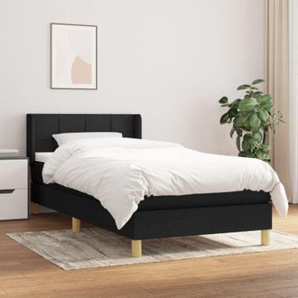 vidaXL Cama Box Spring Con Colch&oacute;n Tela Negro 90x200 Cm Vidaxl