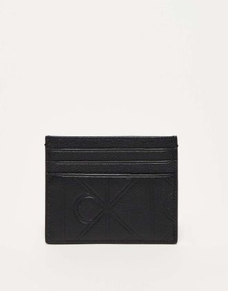 Calvin Klein Jeans - Portatessere in vera pelle nero con stemma