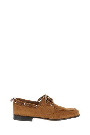Thom Browne Premium Suede Boat Shoes with 360&deg; Lacing and Grosgrain Detailing