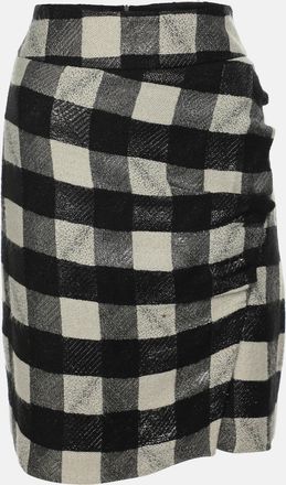 Emporio Armani Black/white Checkered Lurex Blend Midi Skirt