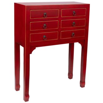 Wanderlust Deco Recibidor de madera de 6 cajones 63x26x82h cm