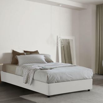 Talamo Italia Dmora - Cama De Plaza Y Media Dmalizi, Cama Contenedor Con Revestimiento De Tela, 100% Made In Italy, Apertura Frontal, Con Colch&oacute;n 120x200 Cm Incluid